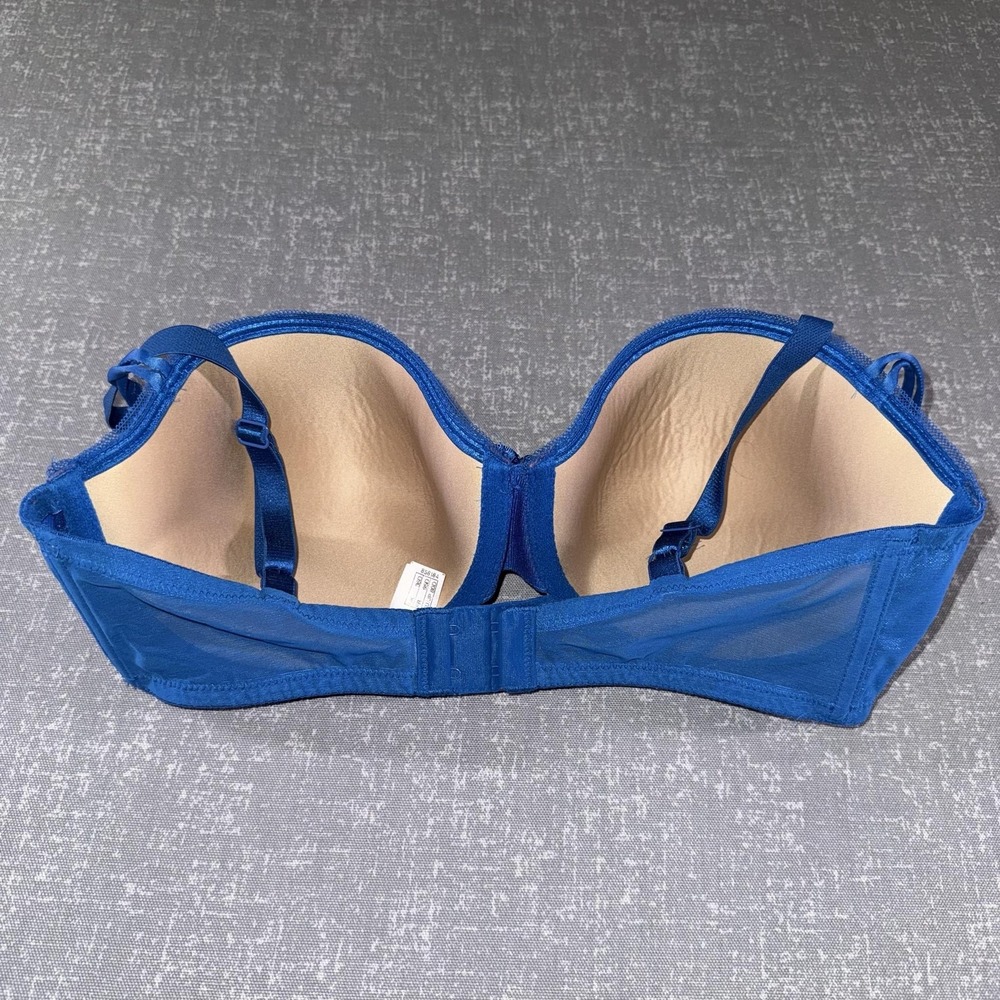 Wacoal Bra Womens 36D Blue Lace T-Shirt Underwire Padded Molded Lined Floral - Picture 5 of 9